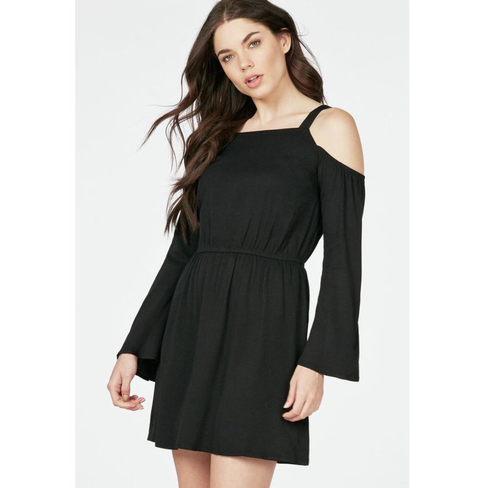 justfab Cold Shoulders Bell Sleeves Mini Dress
